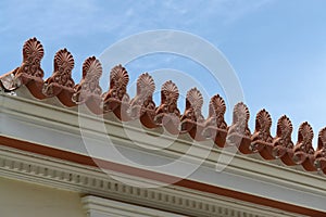 Greece Athens Piraeus, roof edge of an old building, workmanship is great