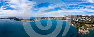 Greece Athens riviera coast, Vouliagmeni bay, birds eye view