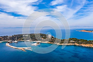 Greece Athens riviera coast, Vouliagmeni bay, birds eye view