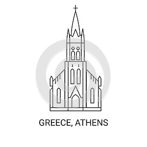Greece, Athens travel landmark vector illustration