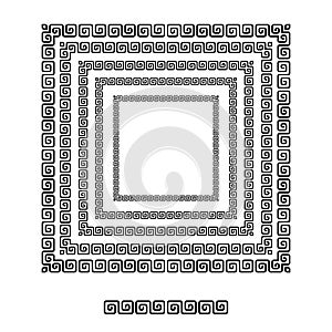 Greece brushs patterns in a square line black shape design vector graphic round frames with fully editable stroke width art