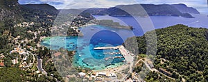 Greece. Corfu island best beaches.Paleokastritsa , aerial view