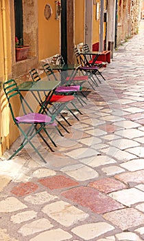 Greece. Corfu island. Corfu town. An open-air cafe