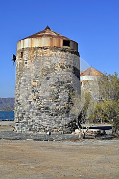Greece, Crete, Elounda Windmills