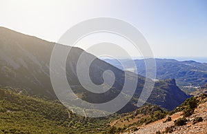 Greece. Crete. Pass Seli-Ambelu. Panorama towards Lassithi Plateau