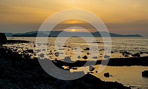 Greece, Crete, sunset in Chania Xania evening light to city ha photo