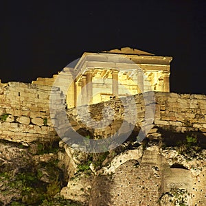 Greece, Erechtheion temple night view