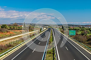 Greece, Evros, Alexandroupolis. Autobahn that leads from Greece to Turkey