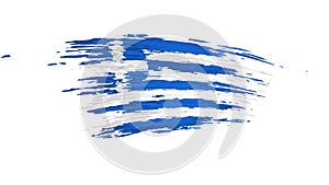 Greece flag animation. Brush painted greek flag on a white background. Holiday decorations. Greece state patriotic national banner