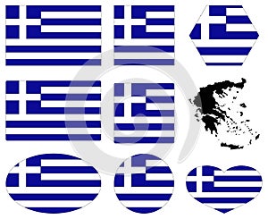 Greece flag and map - country in Europe