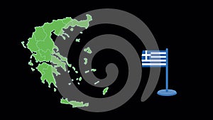 Greece Flag and Map Shape Animation