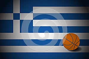 Greece flag with real basketball ball, vector