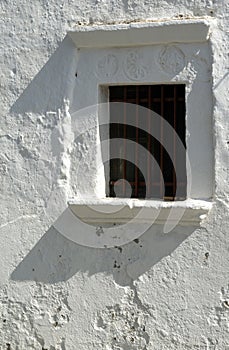 Greece Folegandros. A window at an old church.