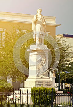 Greece Ionian Islands Zante or Zakynthos Statue of Dionysios Solomos poet and creator of the Greek national anthem