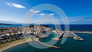 Greece. Island of Crete. Rethymno. Drone photography contest. Lighthouse