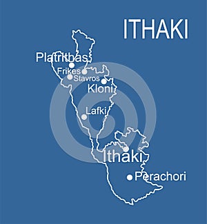 Greece island Ithaki map vector line contour silhouette illustration isolated photo