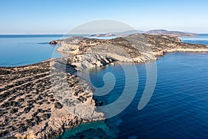 Greece, Kato Koufonisi small Cyclades island, aerial drone view