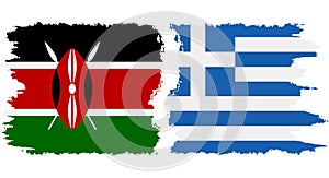 Greece and Kenya grunge flags connection vector