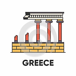 Greece, Knossos palace, labyrinth of King Minos, vector outline illustration photo