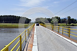 Greece, Lake Kerkini, single lane bridge
