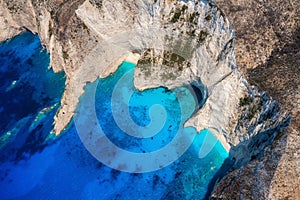 Greece landscape. Aerial seascape at the day time. Bay and rocks. Blue water background in the summer. Sea and beach.