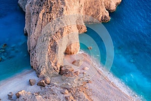 Greece landscape. Seascape at the day time. Bay and rocks. Blue water background in the summer. Sea and beach.