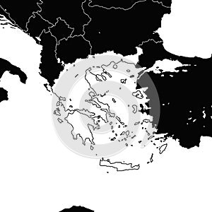 Greece map. Black and white illustration