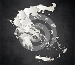 Greece map Black White separate region individual blank blackboard raster