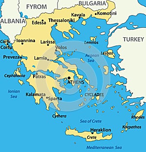 Greece - map of the country - vector