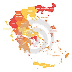 Greece - map of decentralized administrations