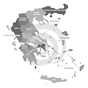 Greece - map of decentralized administrations