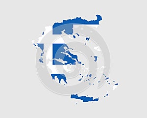 Greece Map Flag. Map of Hellas with the Greek country banner. Vector Illustration