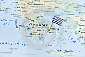 Greece map flag pin