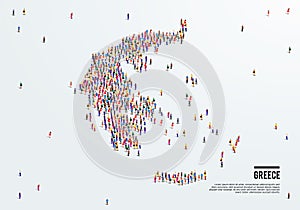 Greece Map. Large group of people form to create a shape of Greece Map.