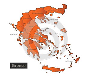 Greece map Orange separate individual