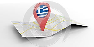 Greece map pointer on white background. 3d illustration