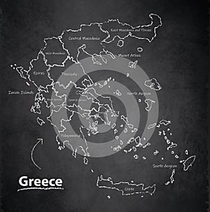 Greece map separate individual blackboard chalkboard