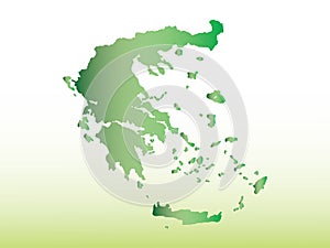 Greece map using green color with dark and light effect vector on light background