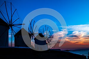 Greece Mykonos Sunset,Windmills sunset Mykonos Island, Cyclades