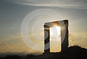 Greece- Naxos- Close Up of the Ruin of the Temple of Apollo at Sunset