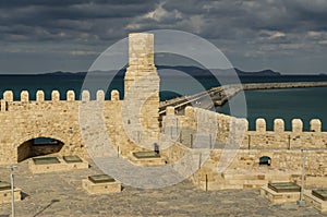 GREECE - November, 2017: Old Venetian Fortress Koule in Heraklion at sun set, Crete