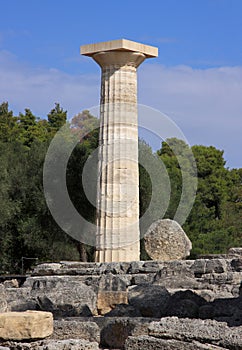 Greece Olympia Column in ruins of Olympia