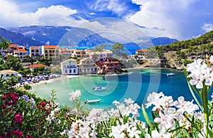 Greece. One of the most beautiful traditional greek villages - scenic Assos in Kefalonia (Cephalonia) Ionian island