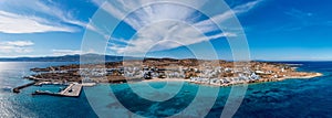 Greece, Pano Koufonisi small cyclades island, aerial drone panorama