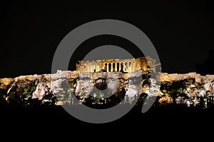 Greece Parthenon Acropolis of Athens night photo