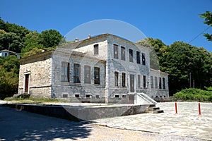 Greece, Pelion mountain, Tsagarada city, traditional building, built with stones.school