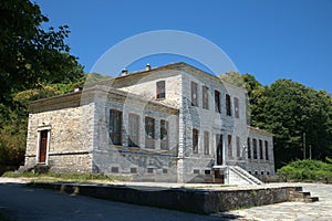 Greece, Pelion mountain, Tsagarada city, traditional building, built with stones.school