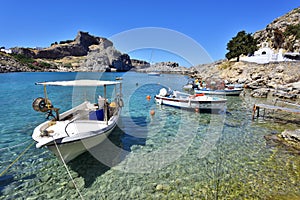 Greece, Rhodes Island - St. Pauls Bay and Acropolis of Lindos