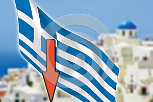 Greece, Santorini, grexit, arrow, flag