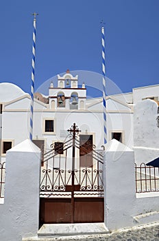 Greece, Santorini Island, Church with Bell Tower